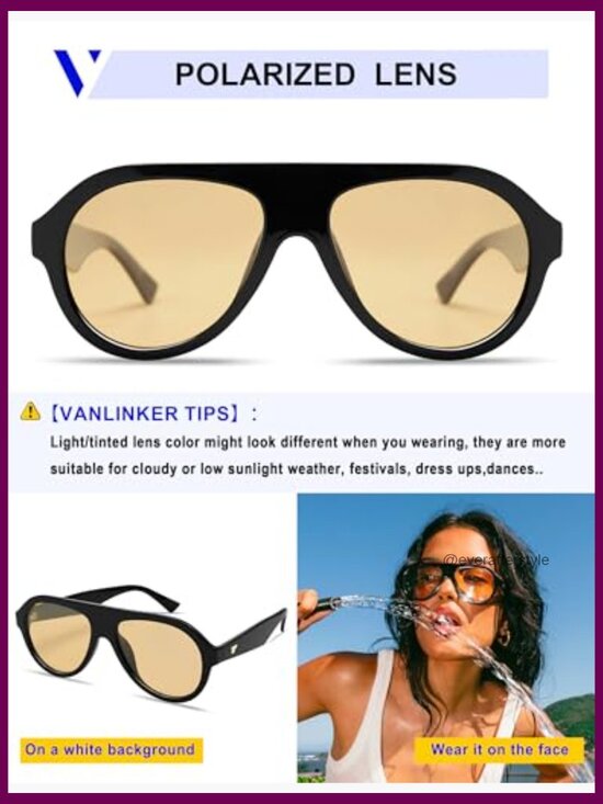 Retro Aviator Polarized Sunglasses Plastic Frame Vintage Style main image 5